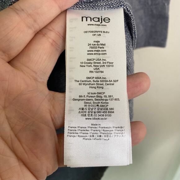 Maje Blue Degriffe Cotton Linen Blend Shirt Dress 1 Small - Picture 6 of 11